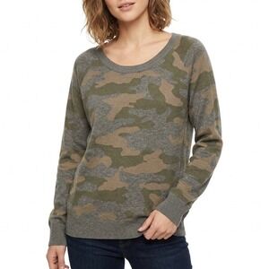 Stitches & Stripes Sweater Womens Medium Multicolor Camo Raglan Sleeve Pullover